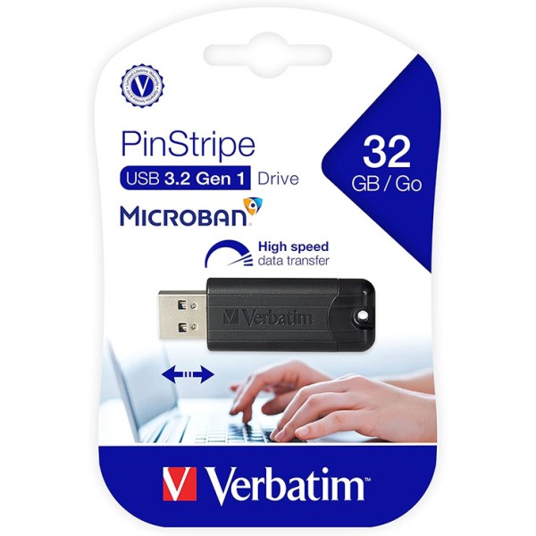 PENDRIVE Verbatim PinStripe 32GB (USB 3.2)